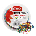 Annie Rubber Bands for Hair, 14mm Medium, 500 Count Assorted Colors (Red/Green/Blue/Yellow), Stretchy Durable Elastic Bands for Braids, Ponytails, Twists & Sectioning