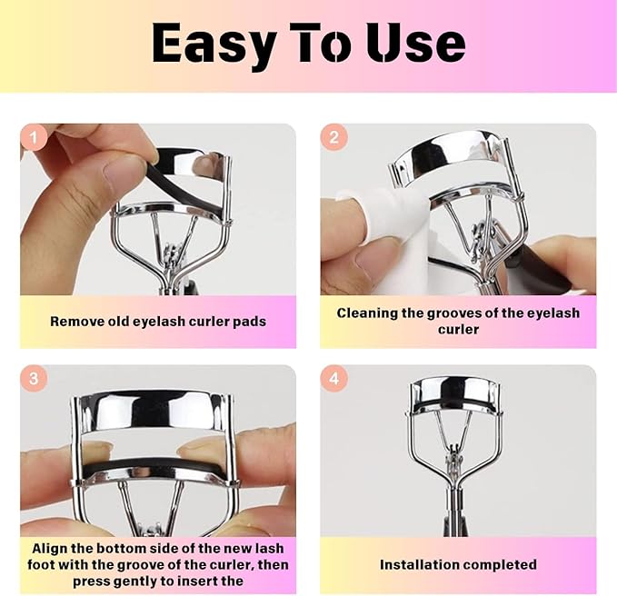 100PCS Eyelash Curler Refills Compatible with Tweezerman Eye Lash and Cosmetic Accessory Silicone Soft Rubber Curler, Lash Curler Refill Pads, Black