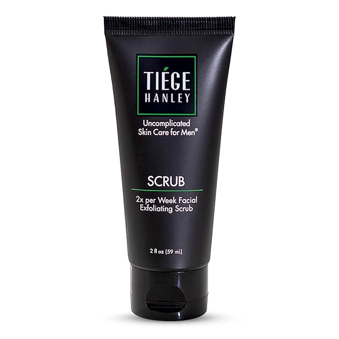 Tiege Hanley Exfoliating Face Wash for Men, Gentle Fragrance-Free Face Scrub With Apricot Seed Powder, Vitamin B3, & Allantoin, Cooling Exfoliator, Gentle on Sensitive Skin, Men’s Skin Care, 2 FL Oz