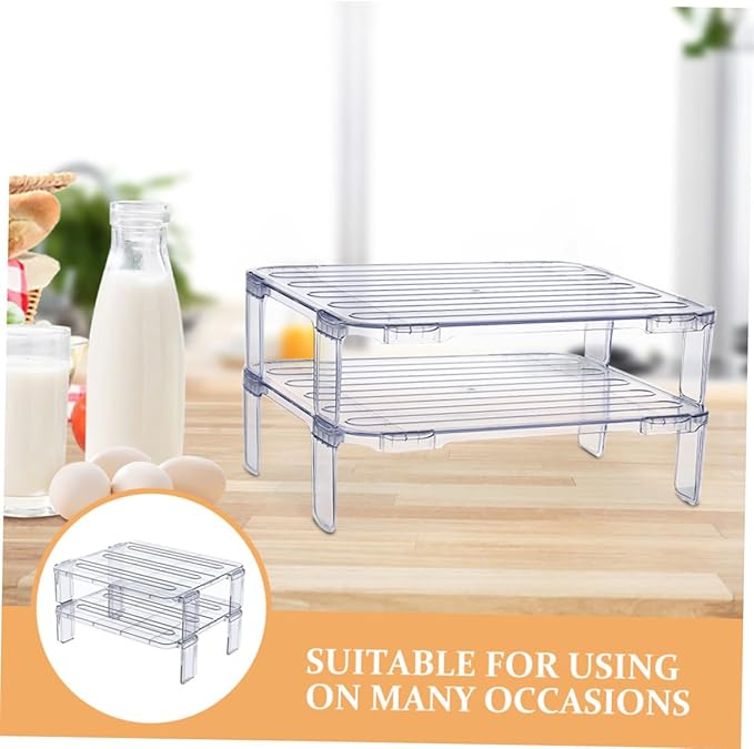 2pcs stacking shelf freezer rack Kitchen Storage Rack foldable cabinet shelf kitchen fridge organizer stackable shelves refrigerator organizer clear as supplies fruit