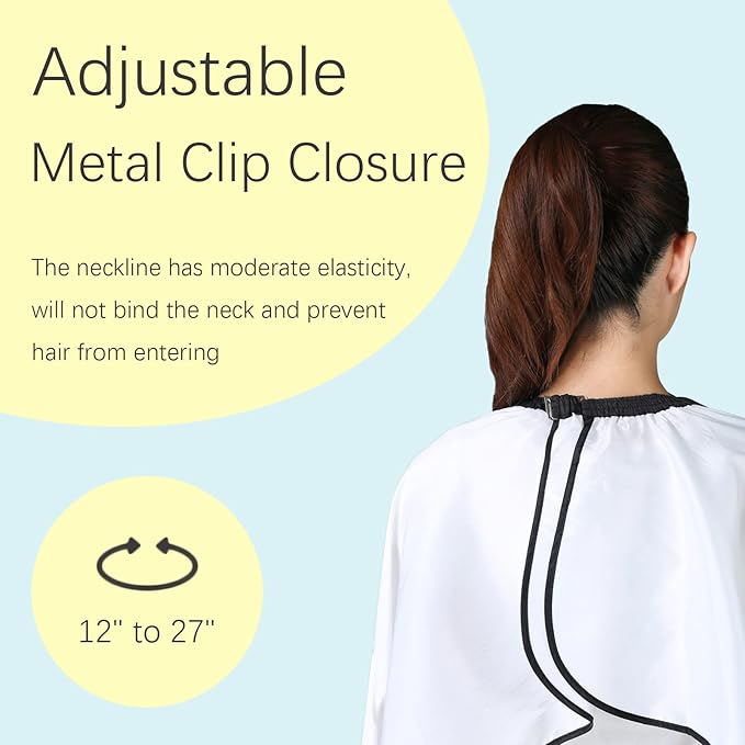 Barber Cape, Professional Hair Salon Cape with Adjustable Metal Clip, Shampoo Hair Cutting Cape for Barbers and Stylists - 55 x 63 inches (White)