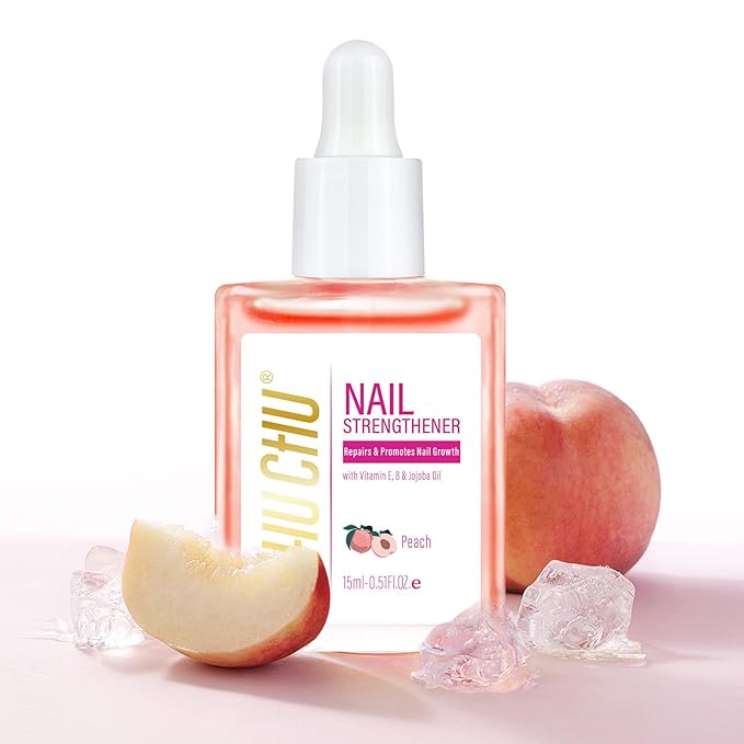 CHUCHU Nail Growth and Strengthener Oil for Cuticle - Peach Scent Cuticle Oil Repair Moisturizing Treatment - Natural Jojoba Vitamin B & E Nail Oil for Dry Cracked Nails