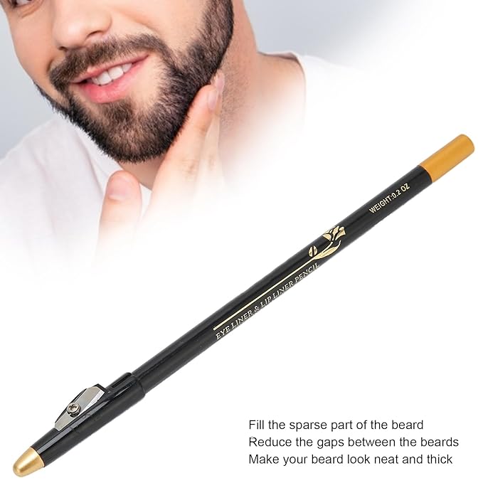 Beard Pencil, Premium Barber Pencil Beard Shaper with Built in Sharpener Edge Hairline Razor Trace Pencils Beard Guide Beard and Hairline, Professional Shaping Tool for Men (Black)