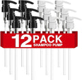 12-Pack Shampoo Pumps for Liter 33.8 oz Shampoo and Conditioner, Pump Dispenser Fits Most Salon Bottles with 1.1 inch Wide Opening, Black & White Replacement Pump for Soft Hair Products, Body Wash