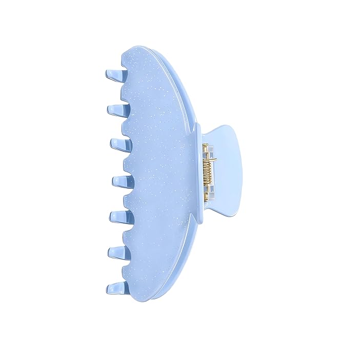 Durable Acetate Hair Clips - 4-Inch Sequin Blue Claw Clips for Fine and Thick Hair (Sequin Blue)