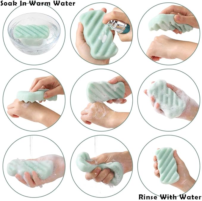 3 Pcs Konjac Bath Sponge for Kids, Babys, Infant, Toddler, 100% All Natural KONJAC Shower Body Sponges, 3 Colors and Extra Large Size, Safe for Oily, Dry, Combination or Sensitive Skin