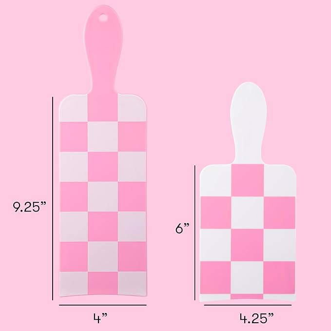 FRAMAR Checkered Balayage Board and Paddle Set - Long and Short Foil Board For Highlights, Balayage Hair Dye Kit, Hair Salon Supplies, For Enhanced Precision - 2 Pack - Pink and White