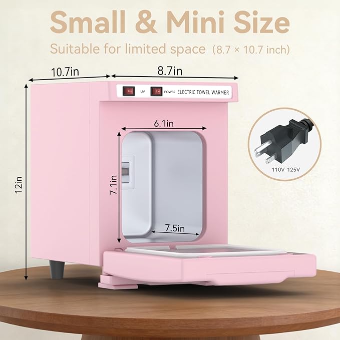 Towel Warmer 5L-Pink, 2-in-1 Professional Mini Small Hot Towel Warmer for Spa, Facial Towel Cabinet for Solo Estheticians, Small Salons & Home Spa (Fits 10-15 Towels)