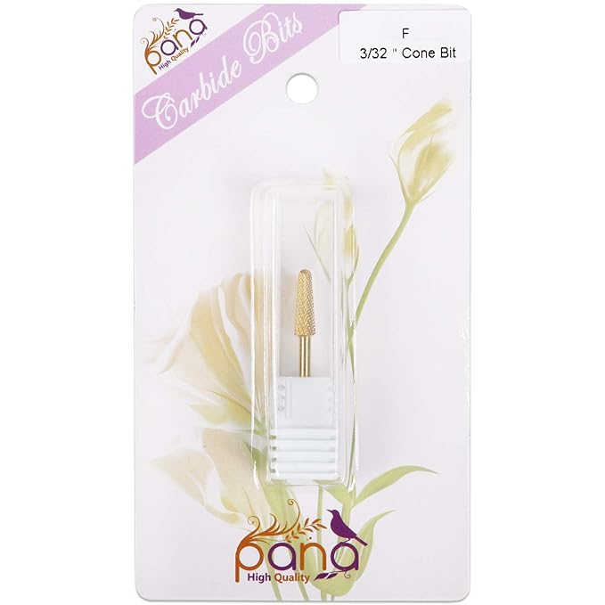 USA PANA Professional 3/32" Shank Size - Cone Shape Carbide Bit - Nail Drill Bit for Manicure Pedicure Tools Dremel Machine - Gold, Silver (Fine, Gold)