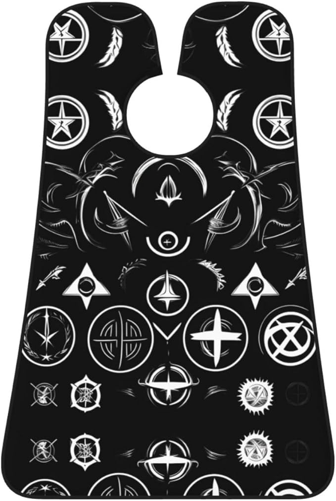 Supernatural Symbols Black Print Beard Bib Apron For Men, Beard Hair Catcher For Men Shaving Trimming,Beard Cape Cloth