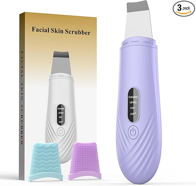 Skin Scrubber Face Spatula, Blackhead Remover Tool for Facial Deep Cleansing, Face Spatula Pore Cleaner with 4 Modes, Whitehead Remover, Blackhead Extractor, Face Scrubber (Purple)
