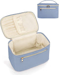 Wandering Nature Large Makeup Bag, Travel Make Up Organizer Cosmetic Brush Bags Case for Women in Fabric,Blue,Patent Pending