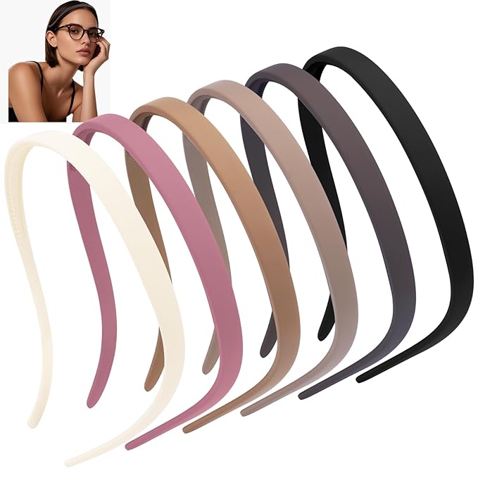Sunglasses Headband for Women No Pressure Matte Non Slip Head Bands for Women’s Hair with Teeth, Comfortable Sun Glasses Headband 6PCS Thin Plastic Hairbands