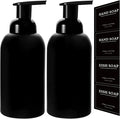 rejomiik 2 Pack Foaming Thick Glass Foam Hand Soap Dispenser for Bathroom or Kitchen Sink, 13 oz Pump Bottles for Hand soap, Body Wash, Matte Black