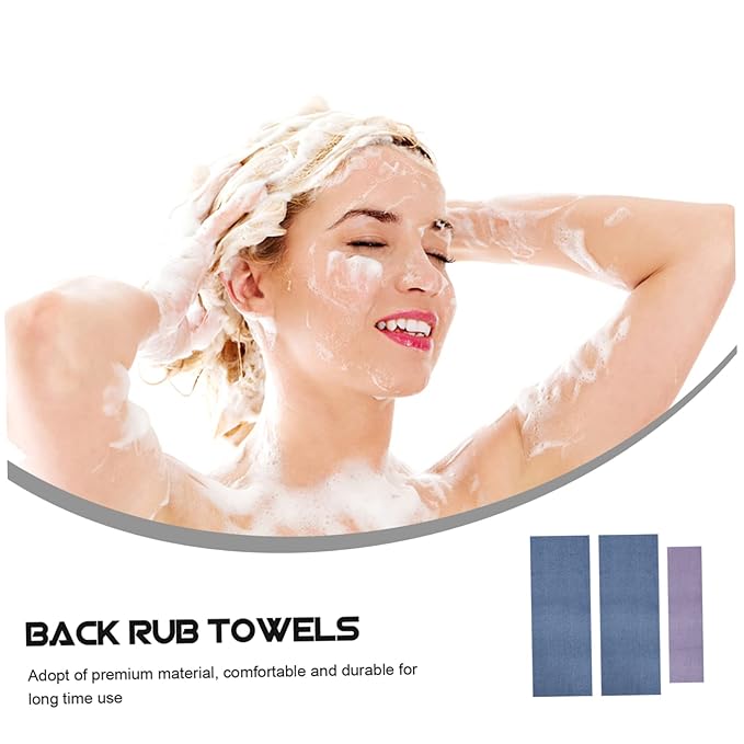 9pcs Comfortable Back Pulling Bath Towels Long Straps Shower Towels Fuzzy Hand Exfoliating Wash Massage