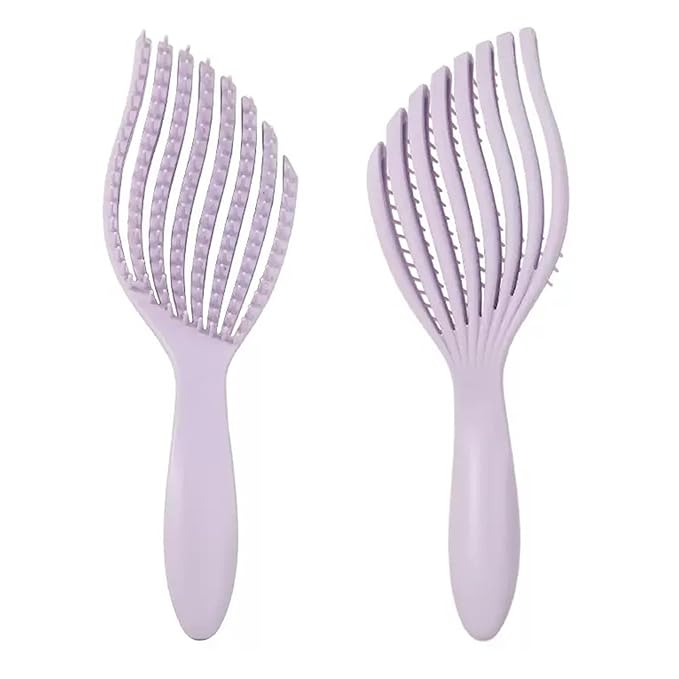 Detangler Brush for Curly Hair, Flexible Hair Brush, Curl Defining Brush – for Detangling with Soft Strands, Easily Combs Through Wet or Dry, Thick Curly Hair (Soft Purple)