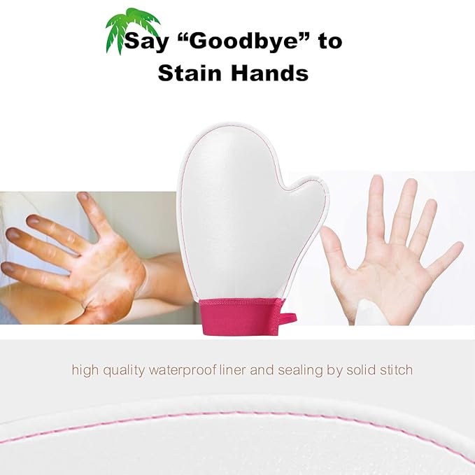 Self Tanner Mitt Applicator - US Patent Self Tanning Mitt with Elastic Cuff in Pink Color. Velvet Soft Texture for Streak-Free Full Body Application, Perfect for Beach Vacation, Back,Legs