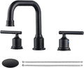WOWOW Two Handles Widespread 8 inch Bathroom Faucet Black 3 Pieces Basin Faucets 360 Degree Swivel Spout Lavatory Sink Faucet