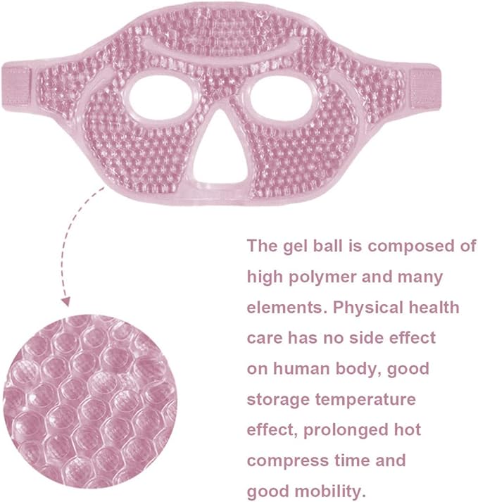 Cooling Gel Facial Mask, 2 PCS Reusable Face Pad for Puffiness & Swelling, Hot Cold Compress Heat Ice Gel Pack with Plush Backing for Migraine & Stress Relief, Pink and Purple