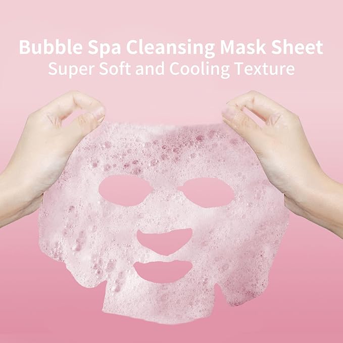 Pack of 10 Pink Rose O2 Bubble Face Masks Skincare, Spa Presents for Women, Bubble Face Sheet Mask Cleaner Foaming Purifying Facial Mask for Acne and Pores Moisturizing Beauty Sheet Masks