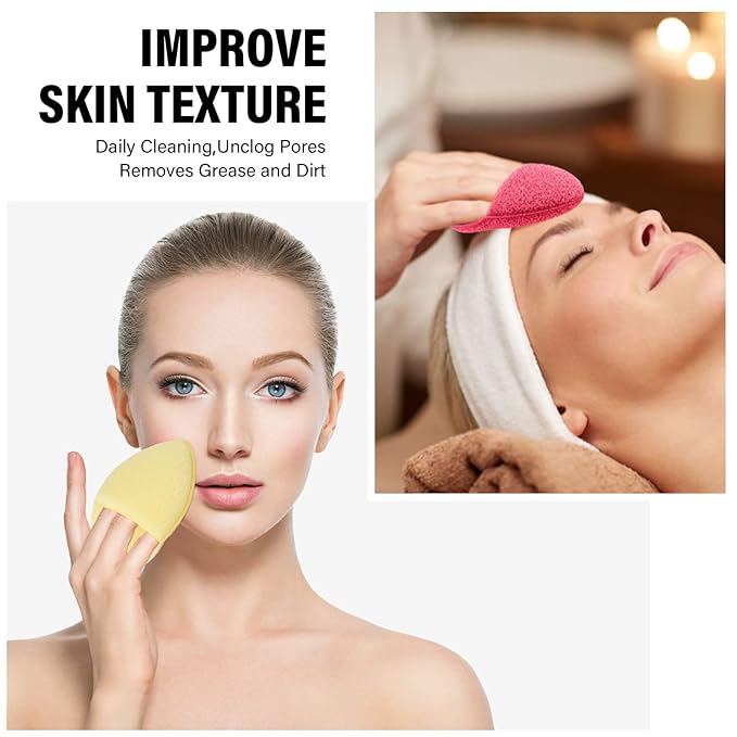 10 Pcs Face Sponges for Cleansing Daily Exfoliating Scrubber Facial Sponges for Washing Face Wash Sponges Scrub Exfoliating Facial Pads Reusable Makeup Remover for Pore Blackhead