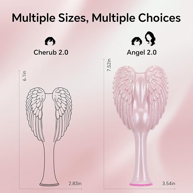 Tangle Angel Detangling Hair Brush - Anti Static Angel Wing Hair Brush with Soft & Flexible Bristle for Straight & Wavy Hair, Women Detangler Brushes for Dry & Wet Hair, Gloss Pink