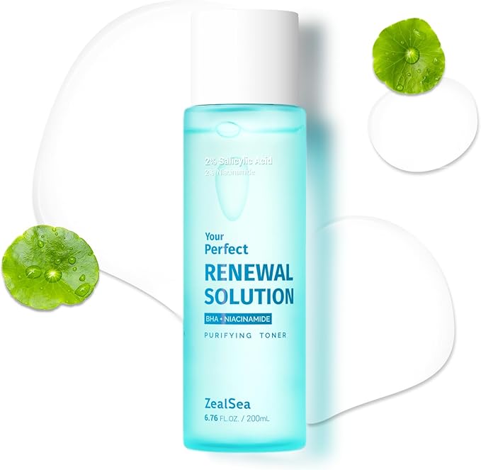 ZealSea Salicylic Acid Toner, Blackhead Remover, BHA Liquid Exfoliant (CICA, 6.76OZ), Pore Minimizer for Face, Gentle Alcohol Free BHA Toner for All Skin Type with Niacinamide, Redness Relief, Vegan