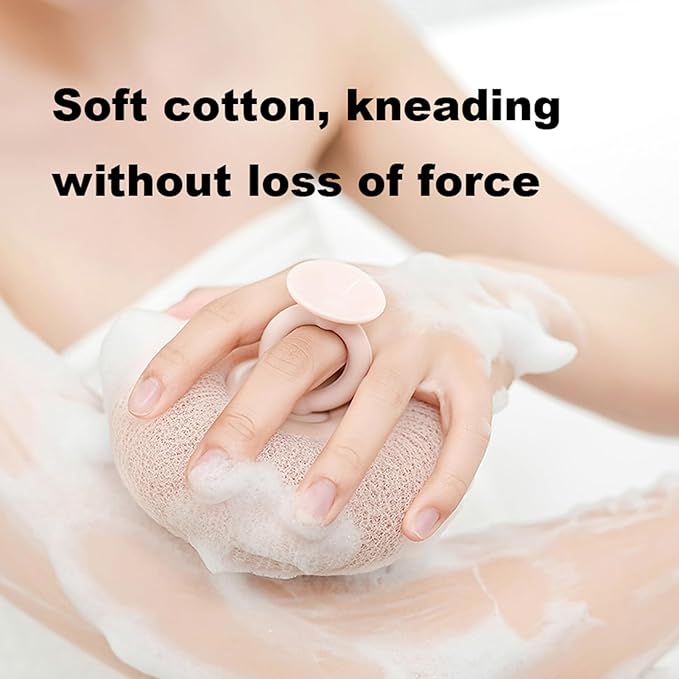 Soft Sunflower Bath Ball with Suction Cup Hook, 3D Textured Mesh Exfoliating Bath Sponge Cleaning Brush，New Silicone Massage Center for Deep Cleansing (Off-White+Flesh Pink+Light Cyan)