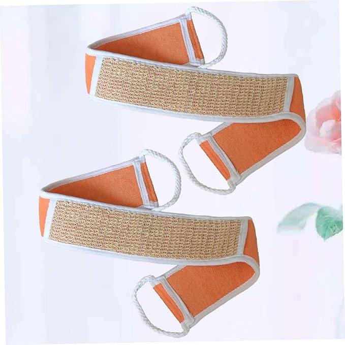 2pcs Exfoliating Bath Bands Natural Cotton Linen Back Scrubber Strap for Deep Cleansing for Shower Spa Removes Dead Skin for Smooth Skin Orange