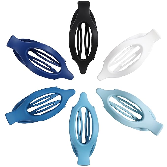 Flat Hair Clips for Women - 6 PCS French Flat Claw Clips Medium Hair Clips for Girls Large Hair Claw Clips for Thick or Thin Hair Strong Hold No Slip Hair Accessories for women (Blue)
