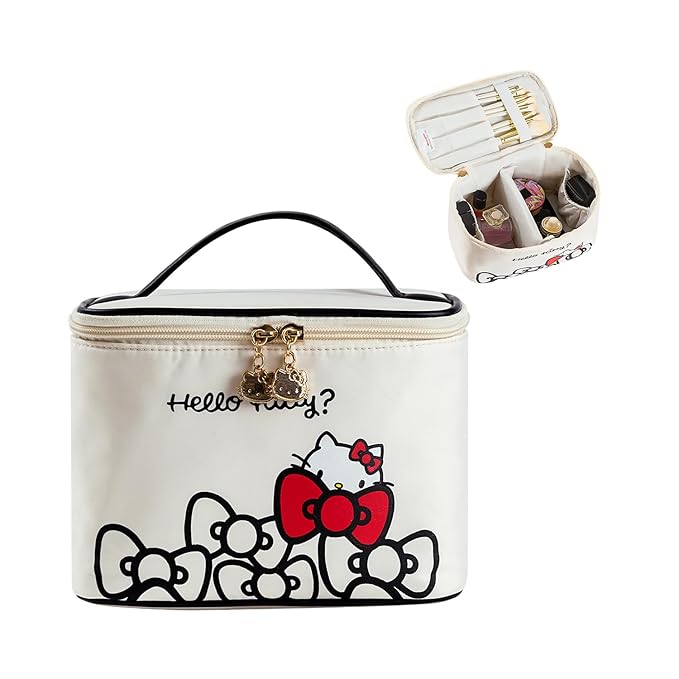 Vimanllie Large Travel Makeup Bag Waterproof Cosmetic Bags,Portable Toiletry Organizer with Handle for Girl,Cute Home Storage for Women