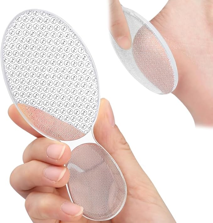 Glass Foot File 8-Shaped Rough and Smooth Sides Callus Remover Feet Heel Scrubber Dead Skin Scraper Pumice Stone Professional Pedicure Tools for Women and Men