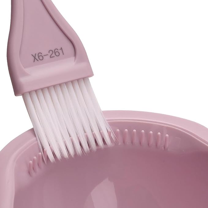 Hair Dye Coloring Set Color Mixing Tool Professional Hair Coloring Bowl Soft Bristle Brush, Pink