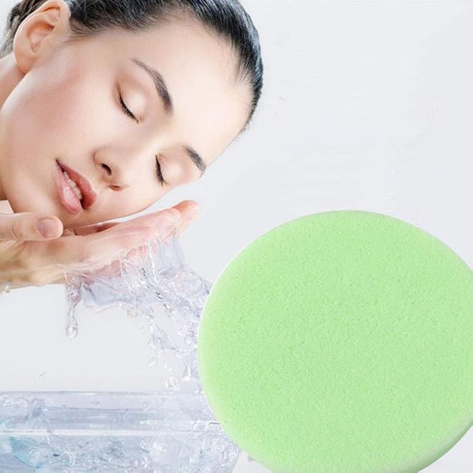 Facial Sponge Compressed,120 Count PVA Professional Makeup Removal Round Face Wash Sponges Spa Pads Exfoliating Cleansing for Women,Green
