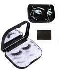 False Eyelash Storage Case with Mirror Lash Organizer Holder Box Empty Makeup Cosmetic Travel Case and 3 Pari Strip Lash Container (Black)