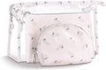 Richeart Makeup Bag, Clear Bag with Zipper, 3PC Floral Flowers Makeup Pouch, Waterproof Small Pouch, Portable Travel Toiletry Bag, E