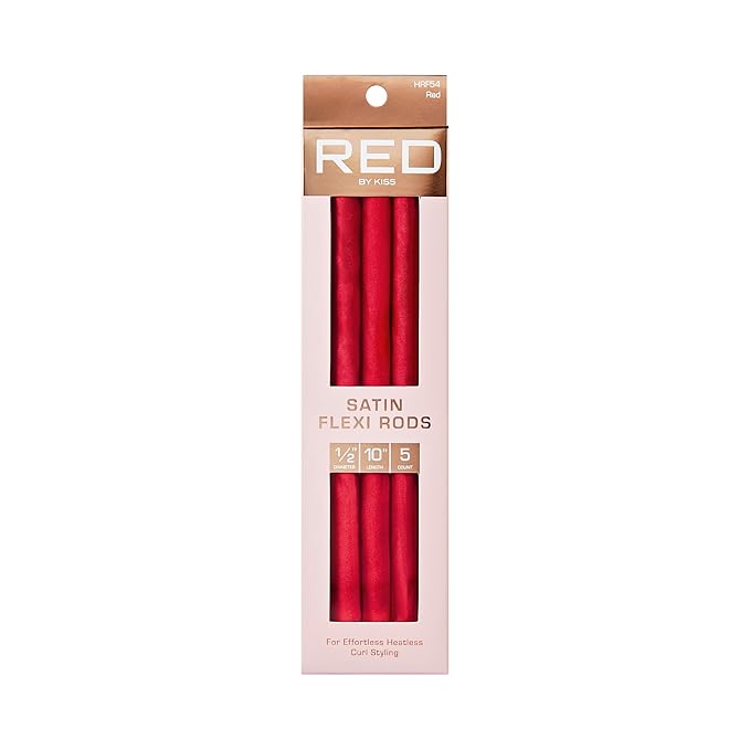 Red by Kiss Satin Flexi Heatless Curling Rods, Damage Free & Frizz Free No Heat Soft Curls, Silky Satin to Prevent Breakage, Comfortable Pin-Free Styling, Gentle Rollers for All Hair Types