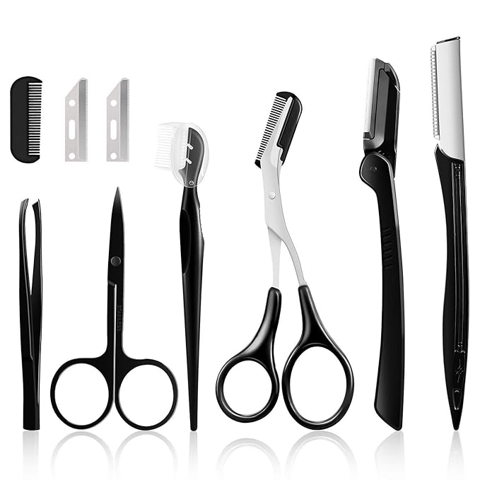 Eyebrow Kit, Multipurpose Exfoliating Dermaplaning Tool Face kits for Women Girl, Eyebrow Grooming Set (9 in 1)