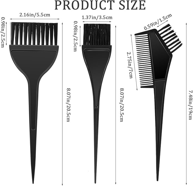 3Pcs Professional Salon Hair Color Applicator Kit - Hair Tint Dyeing Brush Set for Coloring and Dyeing