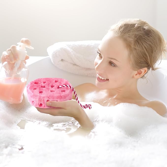 Boao 5 Pieces Soft Bath Sponge Shower Natural Gentle Soothing Body Fiber Exfoliating Shower Sponge Wash Bouquet for Women Men, Random Color (Bright Color)