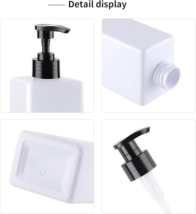 Shampoo and Shower Soap Dispenser - Shower Soap Dispenser -16.9 Fluid Ounce Set, 3 Plastic Bottles - Black Pump - Conditioner Dispenser, Suitable for Bathroom and Kitchen Soap Dispensers