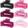 3.5 Inch Medium Hair Claw Clips 6 Pack Hair Clips for Women Square Rectangle Claw for Hair Banana Jaw Clips Hair Accessories for Girls (Pink Purple)