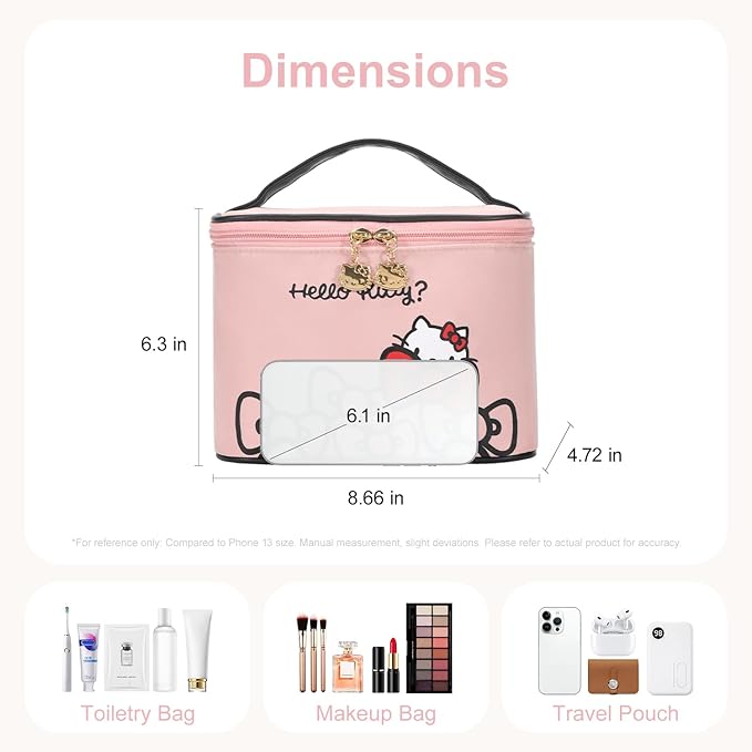 Vimanllie Large Travel Makeup Bag Waterproof Cosmetic Bags,Portable Toiletry Organizer with Handle for Girl,Cute Home Storage for Women