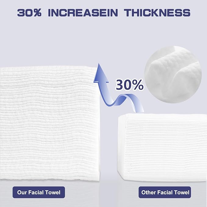 Disposable Face Towel, 200 Count Face Towels for Washing Soft Cotton Dry Wipes Facial Cloths Towelettes for Washing and Drying, Facial Tissue for Cleansing, Skincare and Makeup Remover