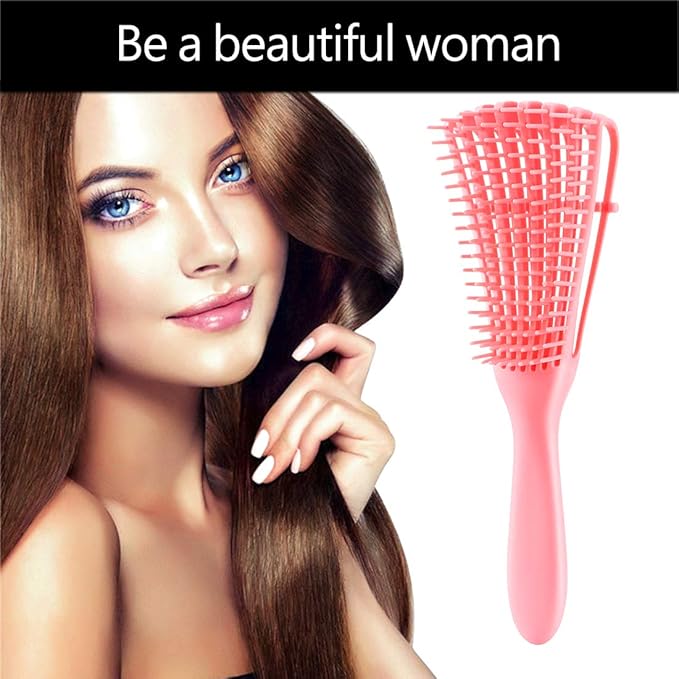 Detangling Brush for Afro American/African Women's Textured 3a to 4c Kinky Wavy/Curly/Coily Hair - Scalp Massaging Comb for Wet/Dry/Oily/Thick/Long Hair (3 pcs, 3-Green)