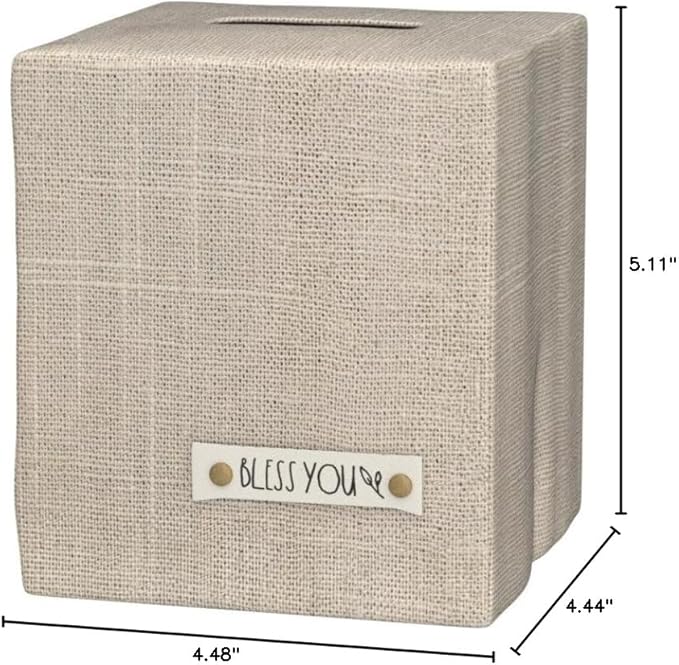 Stylish Tissue Box Cover - This Beige Linen Holder Instantly Covers Your Square Tissue Boxes - The Perfect Cube Cover for Your Bathroom and Home