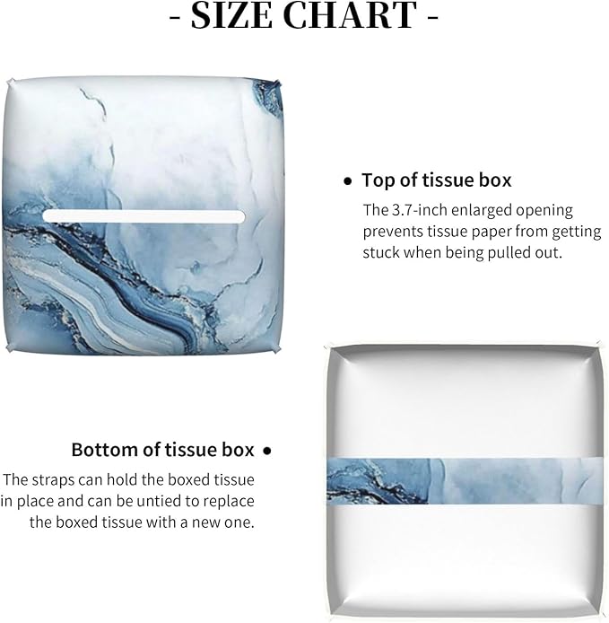 Blue Marble Tissue Box Cover Modern Square Leather Tissue Holder Decorative Facial Tissue Cube Paper Cover Case Organizer for Bathroom Night Stands Desk Tabletop Living Room Home