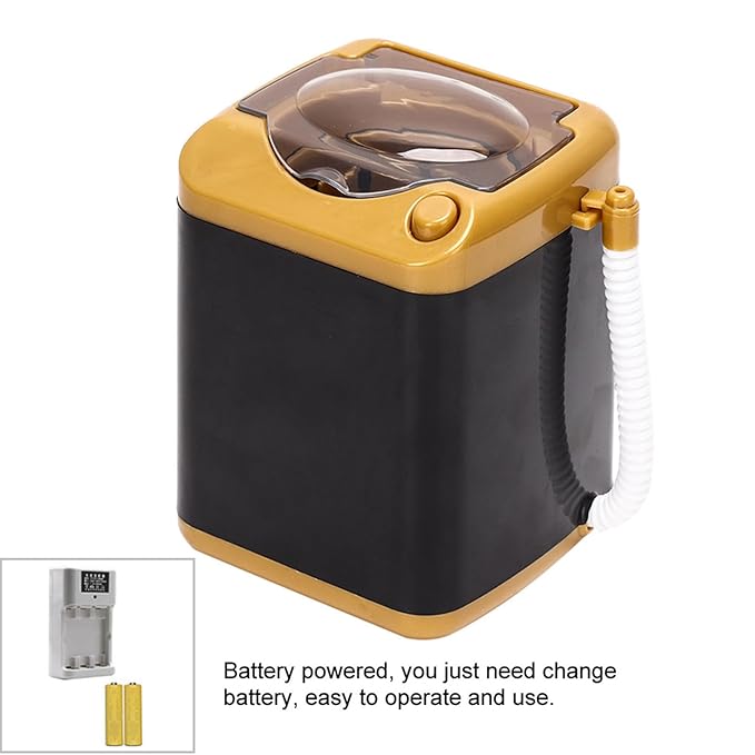 Mini Washing Machine, Electric Mini Quick Dry Cleaning Washer Cosmetic Tool Cleansing Machine for Home (Gold)