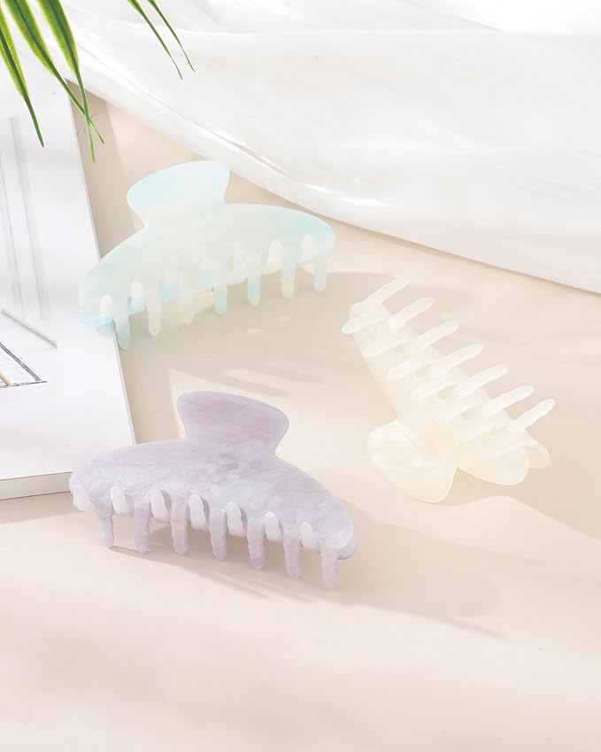 Molans 3PCS Hair Claw Clips Acrylic Clamps for women - Non-slip Strong Hold Barrettes for Thin Thick Hair, Medium hair clips Accessories