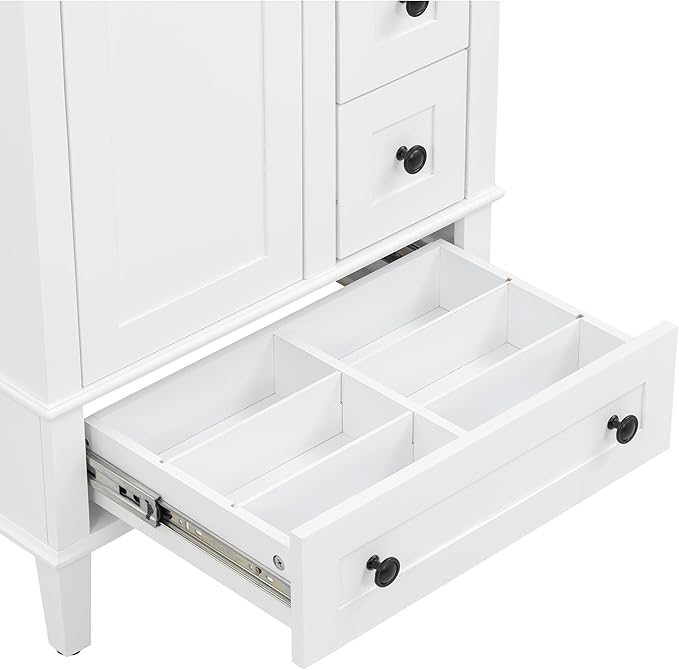 Bellemave 24" Bathroom Vanity with Sink Combo Set, Solid Wood Frame Bathroom Storage Cabinet with 3 Drawers, Soft Closing Cabinet Door with Organizer, White